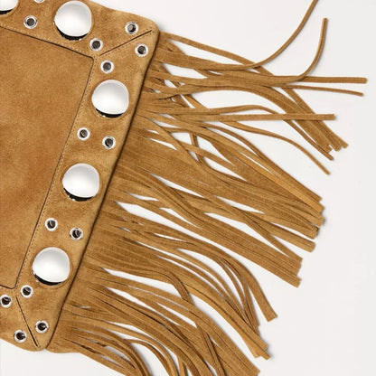 ORIANE | Sac À Main Vintage – Seau Tressé À Franges Bohème