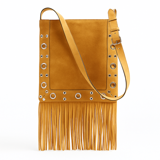 ORIANE | Sac À Main Vintage – Seau Tressé À Franges Bohème