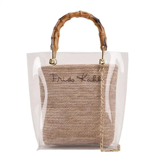 Sac transparent porté marron – style urbain chic pour l’été
