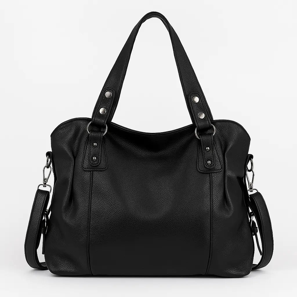 EDNA - SAC A MAIN CUIR VINTAGE NOIR | SACLYA