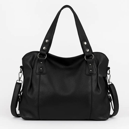 EDNA - SAC A MAIN CUIR VINTAGE NOIR | SACLYA