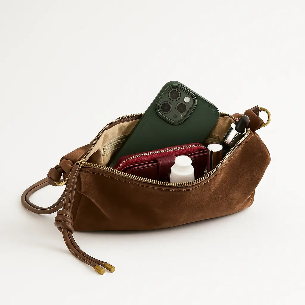 ROMY | Sac Bandoulière en Daim – Sac Banane Tendance pour Femme Saclya