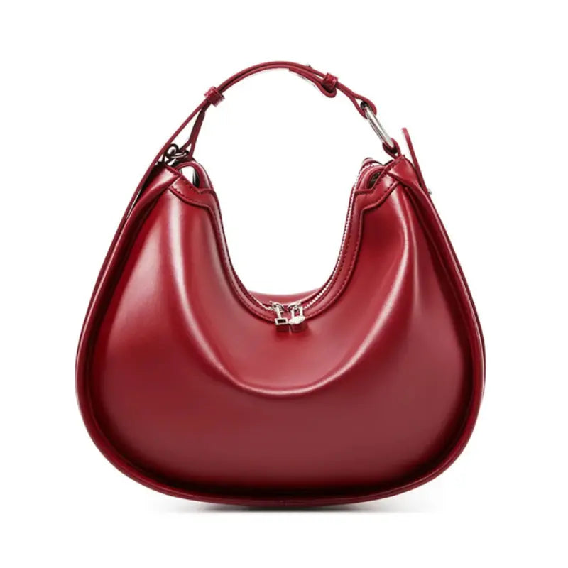 Sac à main bandoulière femme en cuir rouge – Modèle Solyne